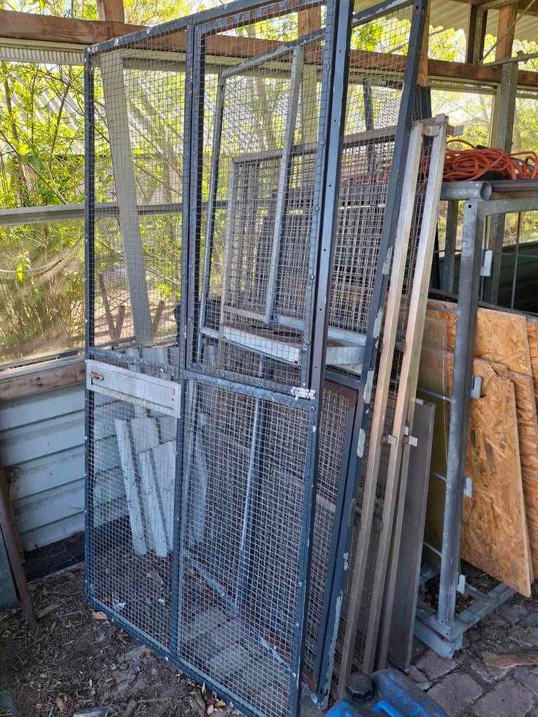 Voliere panelen 4 st. metaal gegalvaniseerd, Dieren en Toebehoren, Vogels | Hokken en Kooien, Ophalen, Gebruikt, Metaal, Volière