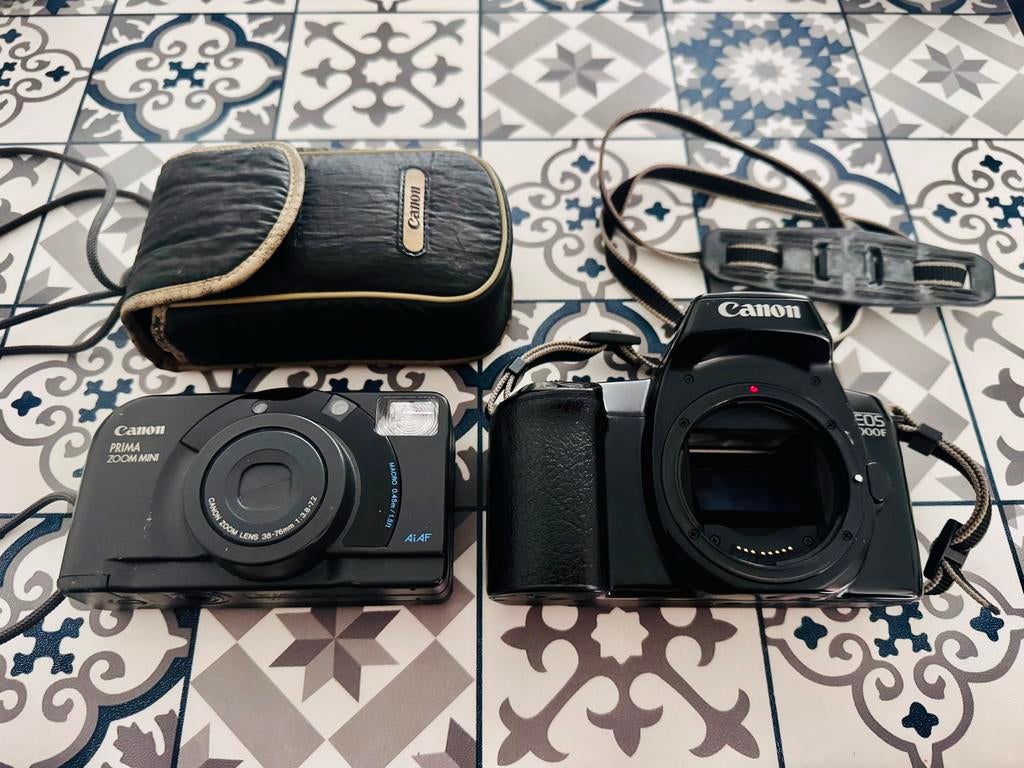 Twee vintage Canon camera's: Prima Zoom Mini & EOS 700F, Ophalen, Niet werkend, Compact, Canon