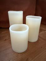 3 kaarsen op batterijen., Kunststof, Wit, Ophalen of Verzenden, Zo goed als nieuw