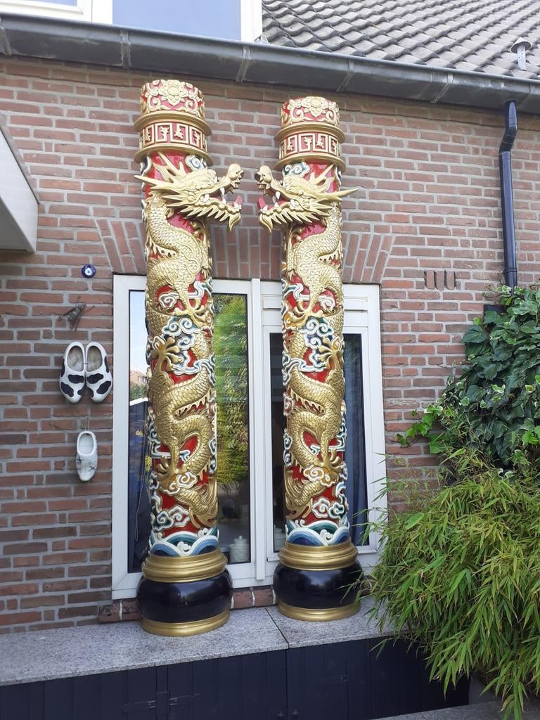 Set van 2 Chinese Draken Pilaren / japanse zuilen rariteit, Huis en Inrichting, Woonaccessoires | Zuilen en Pilaren, Ophalen, Nieuw