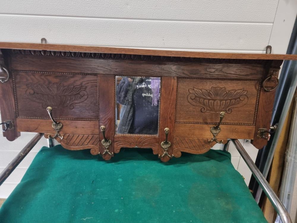 kapstok met spiegel eikenhout levee vintage, Ophalen of Verzenden, 'T Olde Gre-j, Info@toldegrej.nl, Endepoelstraat 20f Didam