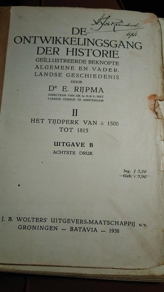 De Ontwikkelingsgang der Historie - Dr. E. Rijpma (1938), Ophalen of Verzenden, 20e eeuw of later, Gelezen, Dr. E. Rijpma
