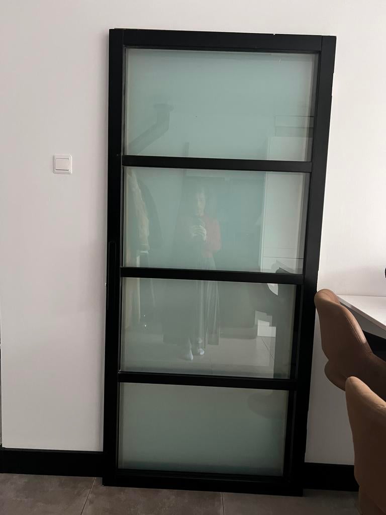 STAAL LOOK ZWARTE BINNENDEUR BINNEN DEUR STOMP MASSIEF HOUT, Ophalen, Zo goed als nieuw