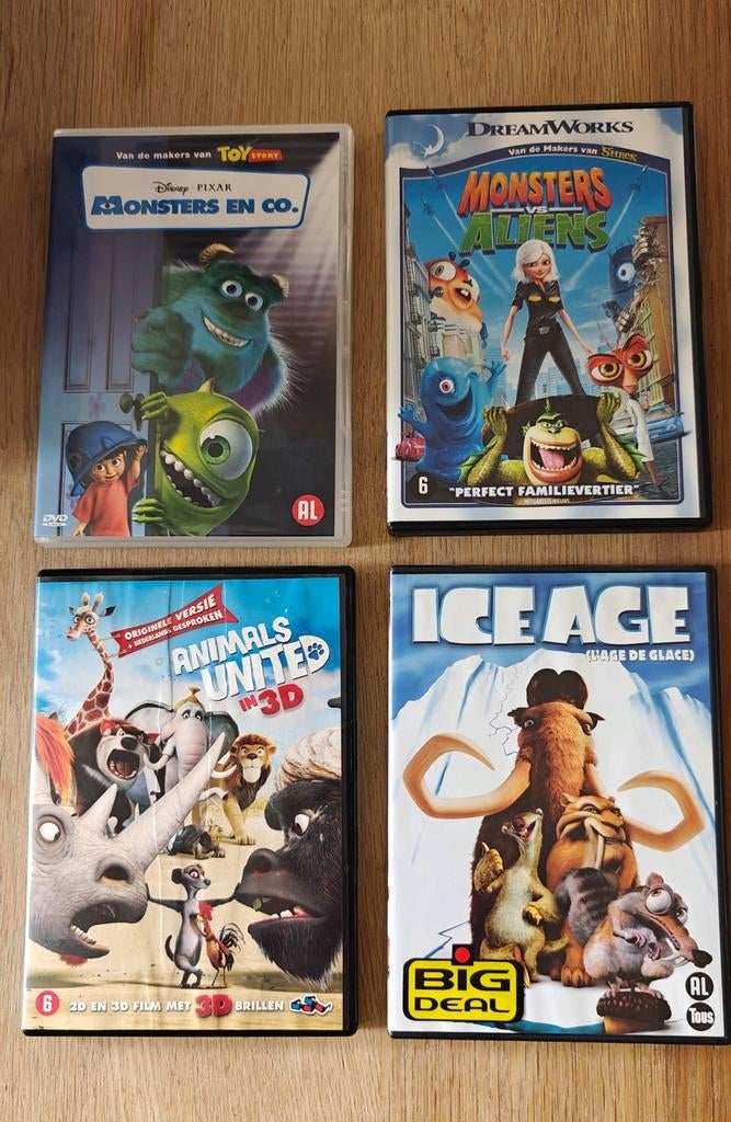 Monsters en Co, Ice Age, Monsters vs Aliens, Animals United, Alle leeftijden, Ophalen, Zo goed als nieuw, Amerikaans