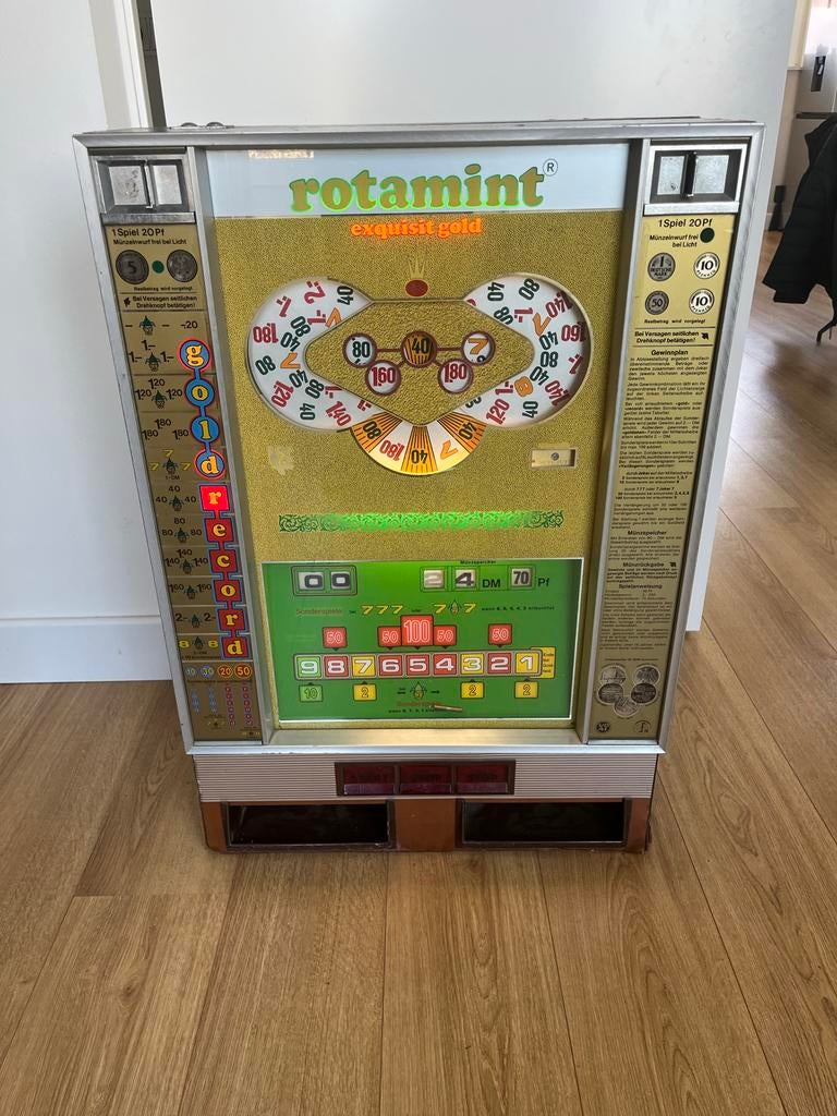 Rotamint Exquisit Gold Gokkast - Vintage Speelautomaat, Overige munten, Ophalen of Verzenden, Gebruikt