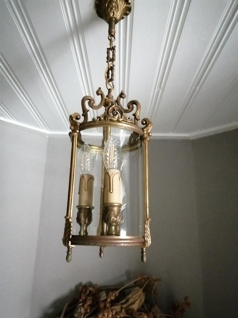 prachtig oud Frans hallampje franse hallamp lantaarnlamp, Antiek en Kunst, Ophalen of Verzenden