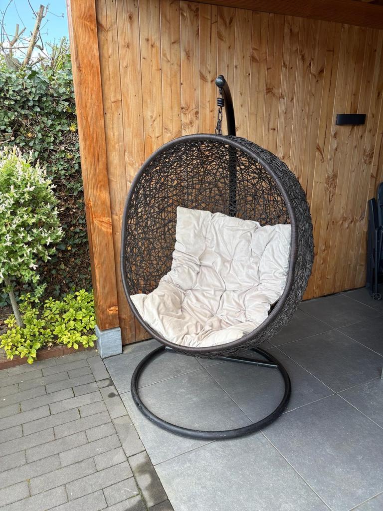 Hangstoel voor buiten, incl. kussen, Tuin en Terras, Tuinstoelen, Ophalen, Gebruikt, Metaal