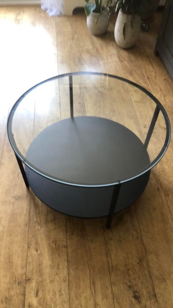 Salontafel zwart ikea, Huis en Inrichting, Tafels | Salontafels, Ophalen, Glas, Rond, 50 tot 100 cm