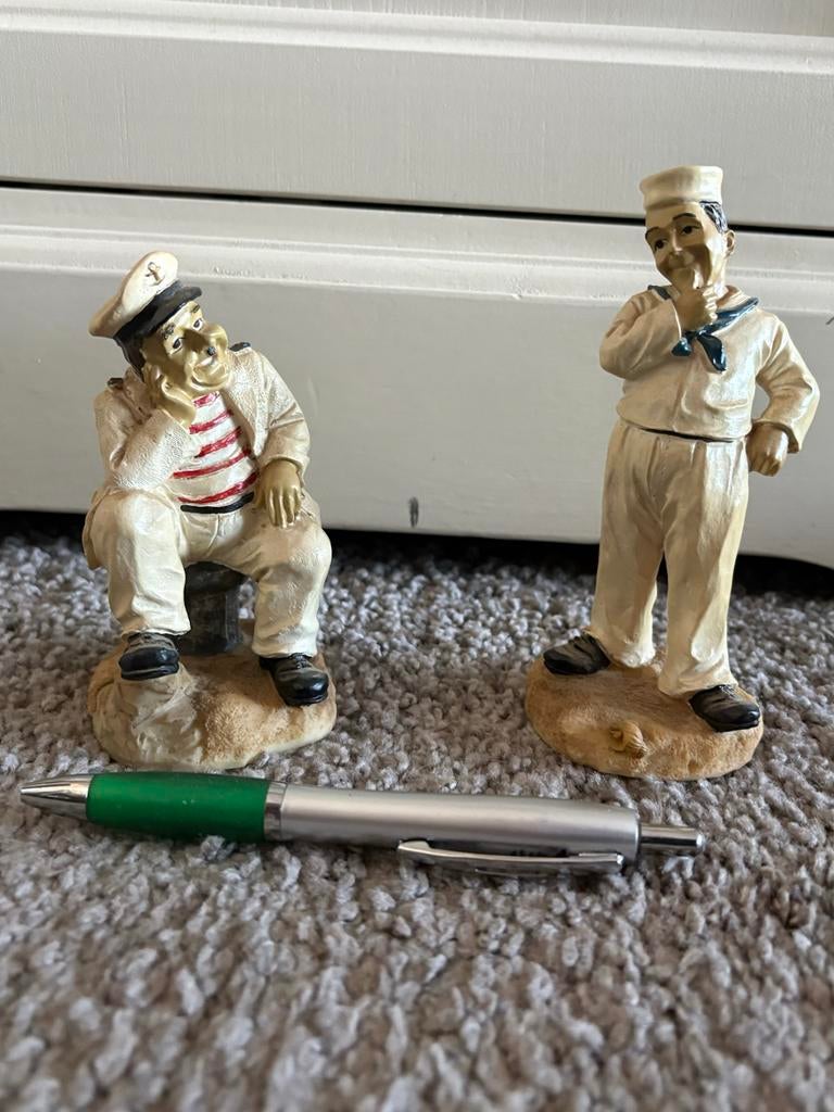 Laurel & Hardy zeelieden beeldjes, Verzamelen, Beelden en Beeldjes, Ophalen, Gebruikt, Mens