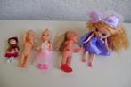 5 popjes van 8 t/m 16 cm met kambare haren en kleertjes, Ophalen of Verzenden, Zo goed als nieuw, Overige typen