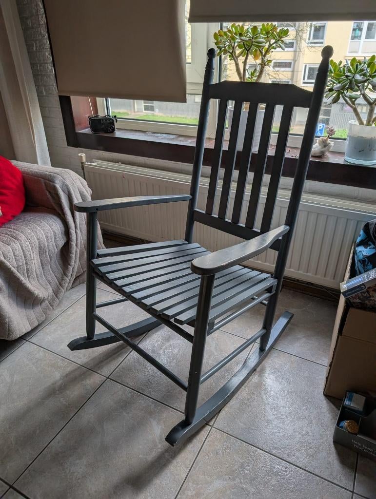 Klassieke Houten Schommelstoel (Donkergrijs), Ophalen, Gebruikt, Hout, Eén