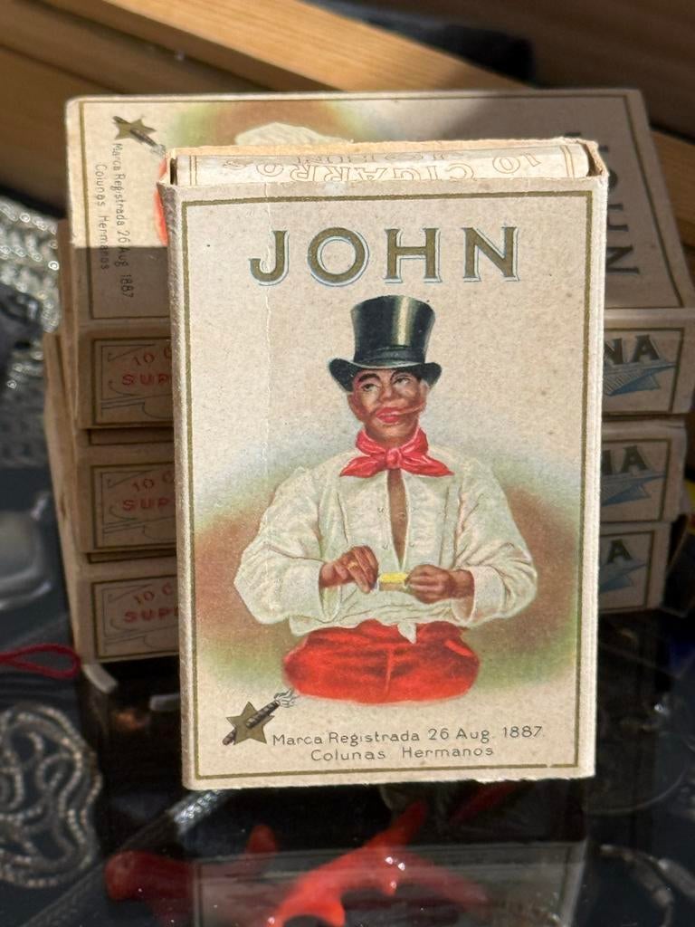 Vintage Sigaretten Doosje 'JOHN' - Hoja de la Habana, Verzamelen, Rookartikelen, Aanstekers en Luciferdoosjes, Zo goed als nieuw
