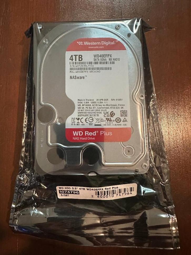 WD Red Plus 4TB NAS HDD's | gloednieuw, garantie, Computers en Software, Harde schijven, Nieuw, Desktop, Intern, HDD, Ophalen of Verzenden