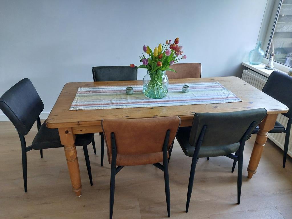 GRATIS doorleefde grenen tafel, Huis en Inrichting, Ophalen, Gebruikt, Rechthoekig, 50 tot 100 cm