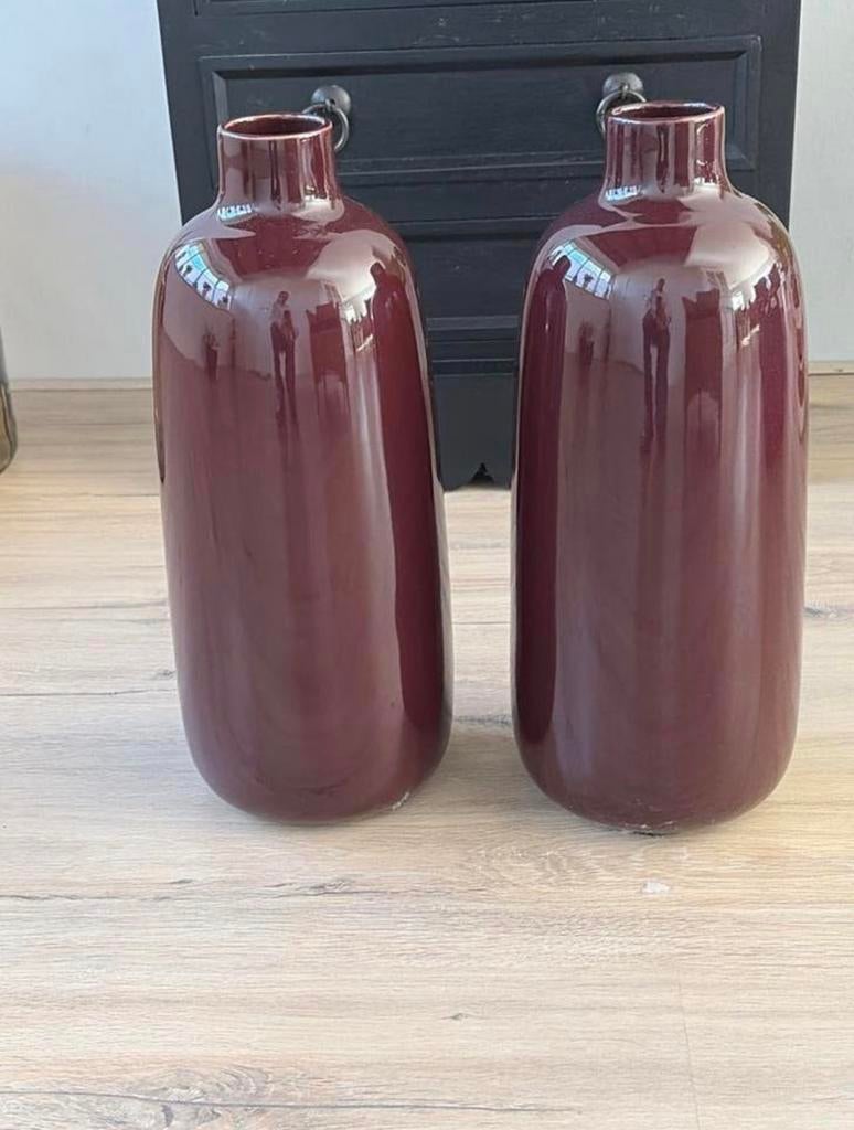 Mooie set bordeaux rode vazen, Ophalen, Gebruikt, Overige kleuren, Minder dan 50 cm