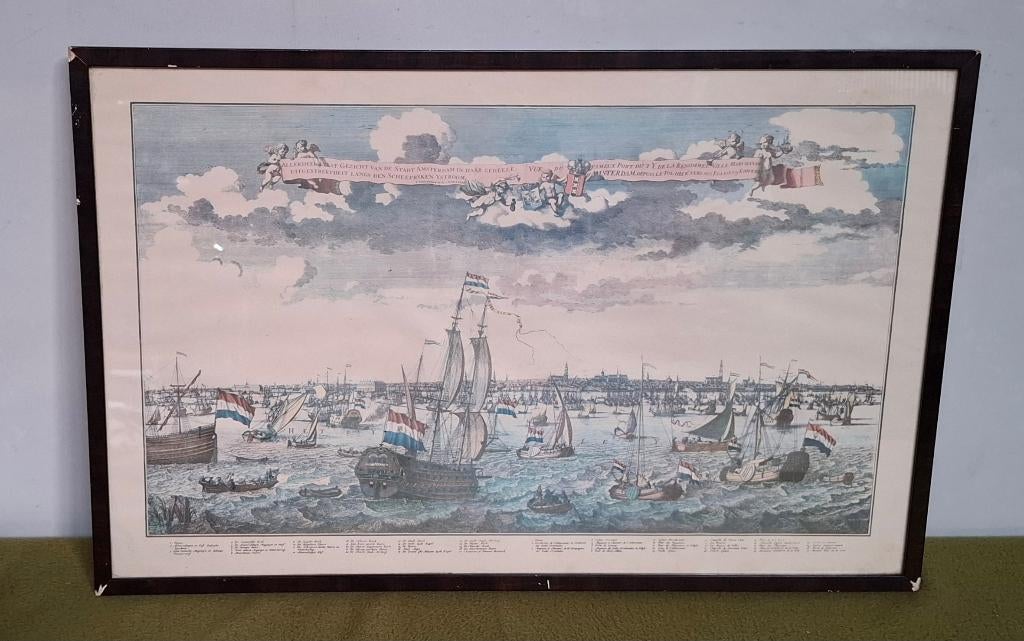 Stadsgezicht Amsterdam Hendrik de Leth, 18e eeuw in lijst, Ophalen