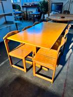 Vintage design essenhouten eettafelset met 6 stoelen, Huis en Inrichting, Tafels | Eettafels, Ophalen, Vintage tapiovaara scandinavisch