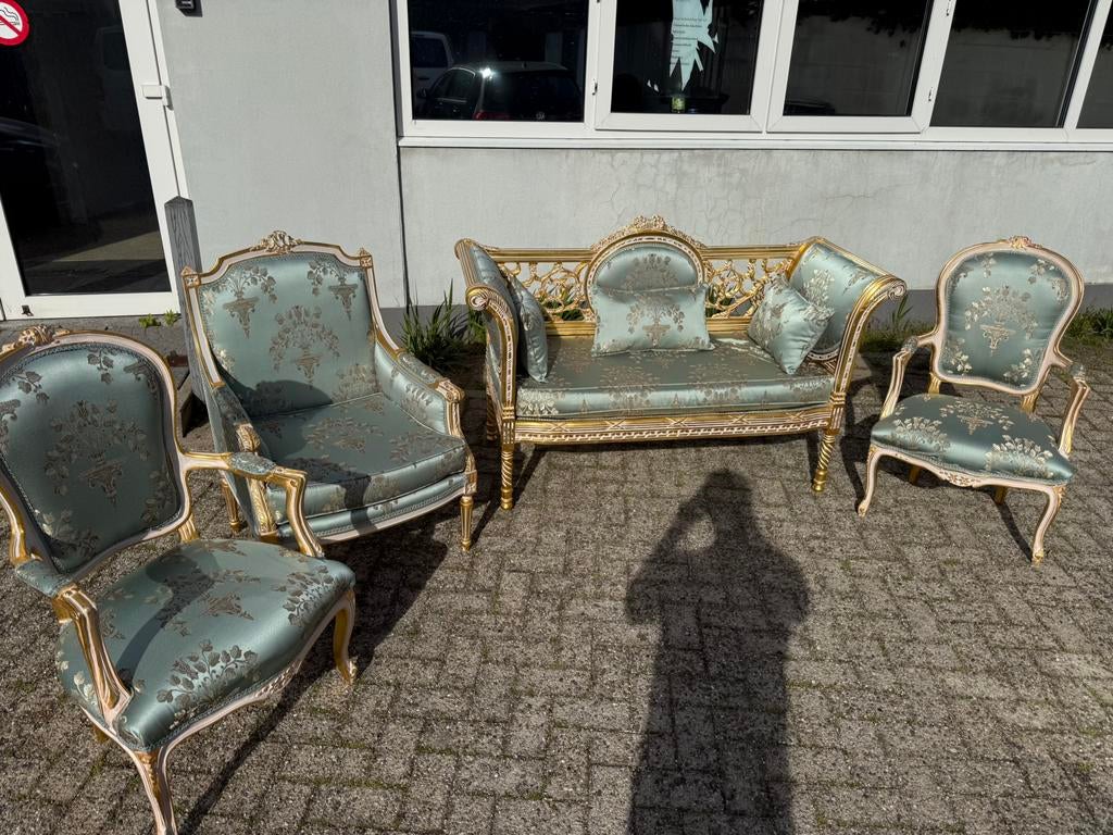 Antieke Barok Louis XV vintage stoel & bank fauteuils, Ophalen of Verzenden