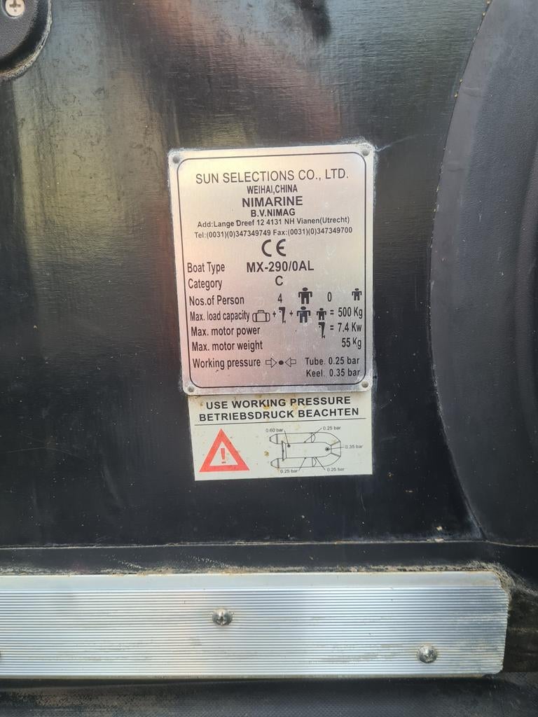Nimarine,nimarine rhino,rubberboot,290,nimarine 290, Ophalen