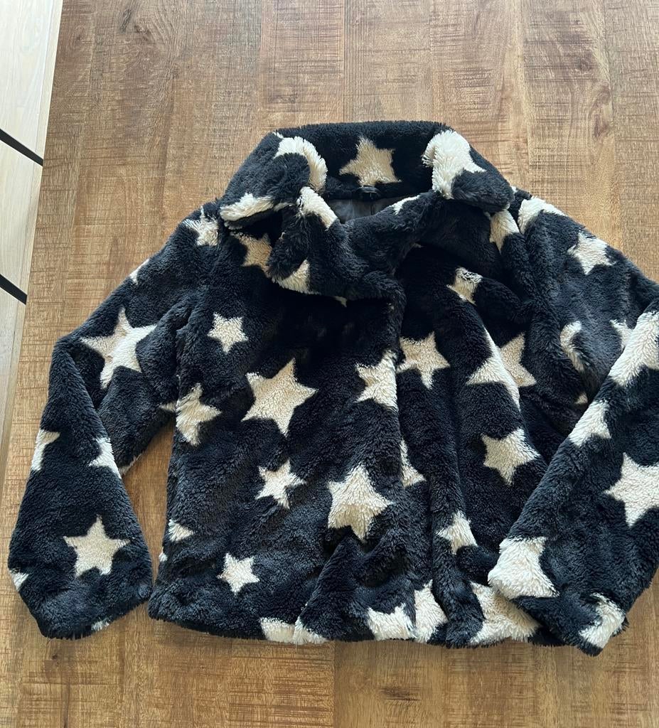 Leuk fake fur jasje HEMA Maat L, Ophalen of Verzenden, Zo goed als nieuw, Blauw