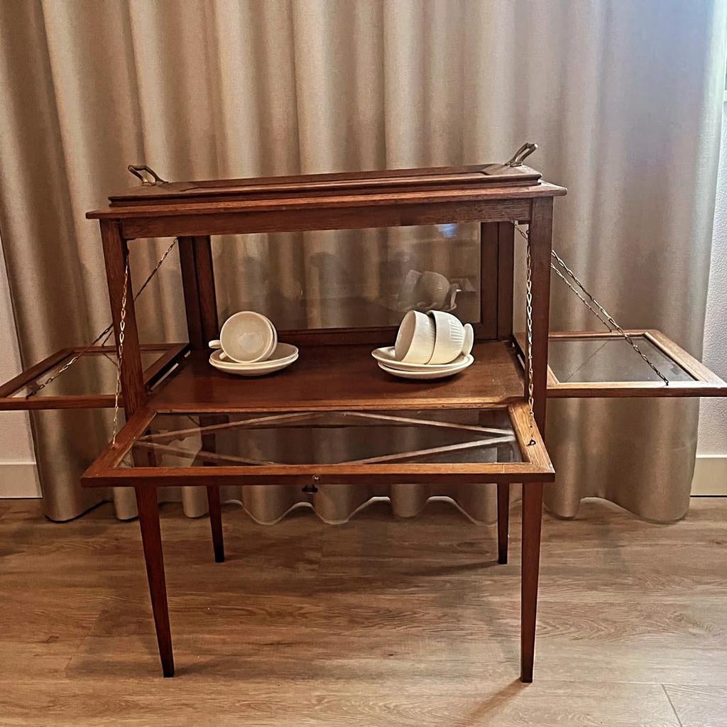 Fantastisch vintage houten vitrine tafel/ butler tray, Antiek en Kunst, Ophalen