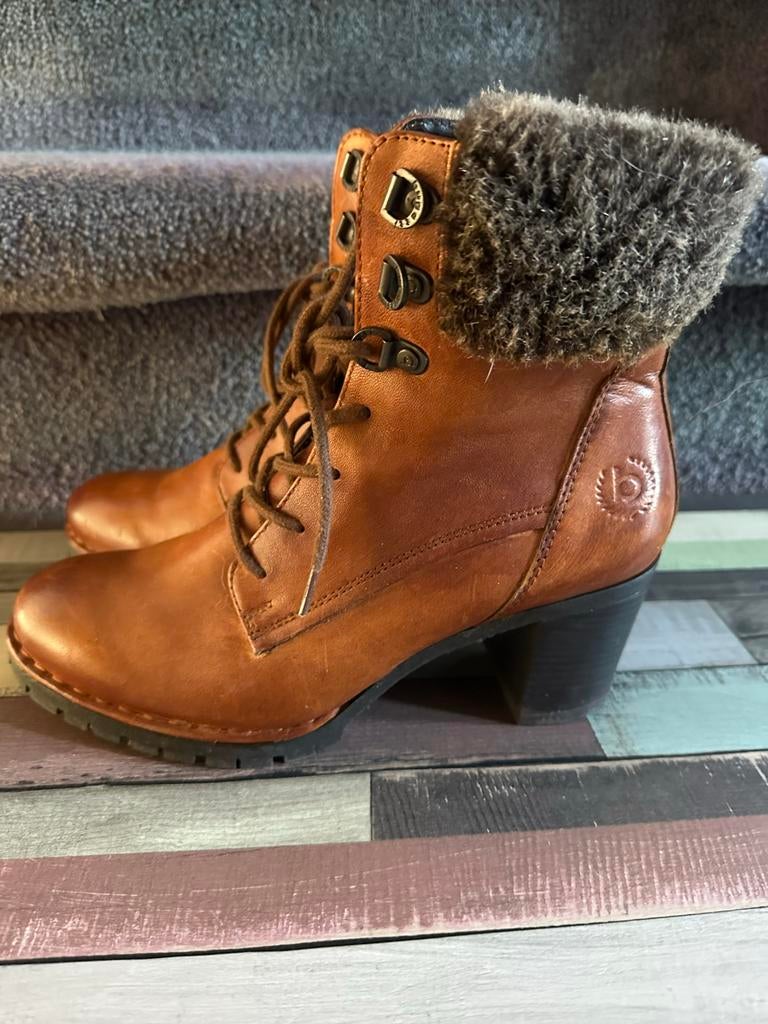 Bugatti leren laarzen met bont, maat 39, Ophalen of Verzenden, Gedragen, Bruin, Lage of Enkellaarzen