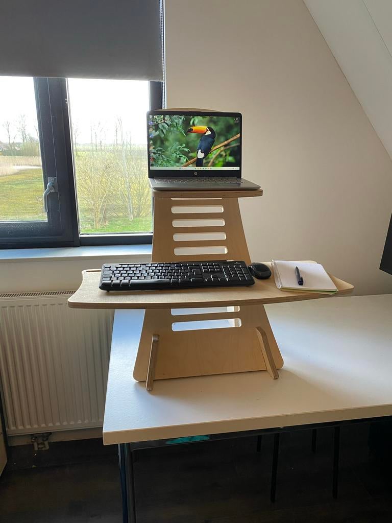 Statafel - Hoog Laag Bureau - Inklapbare tafelverhoger, Computers en Software, Laptopstandaarden, Zo goed als nieuw, Ophalen