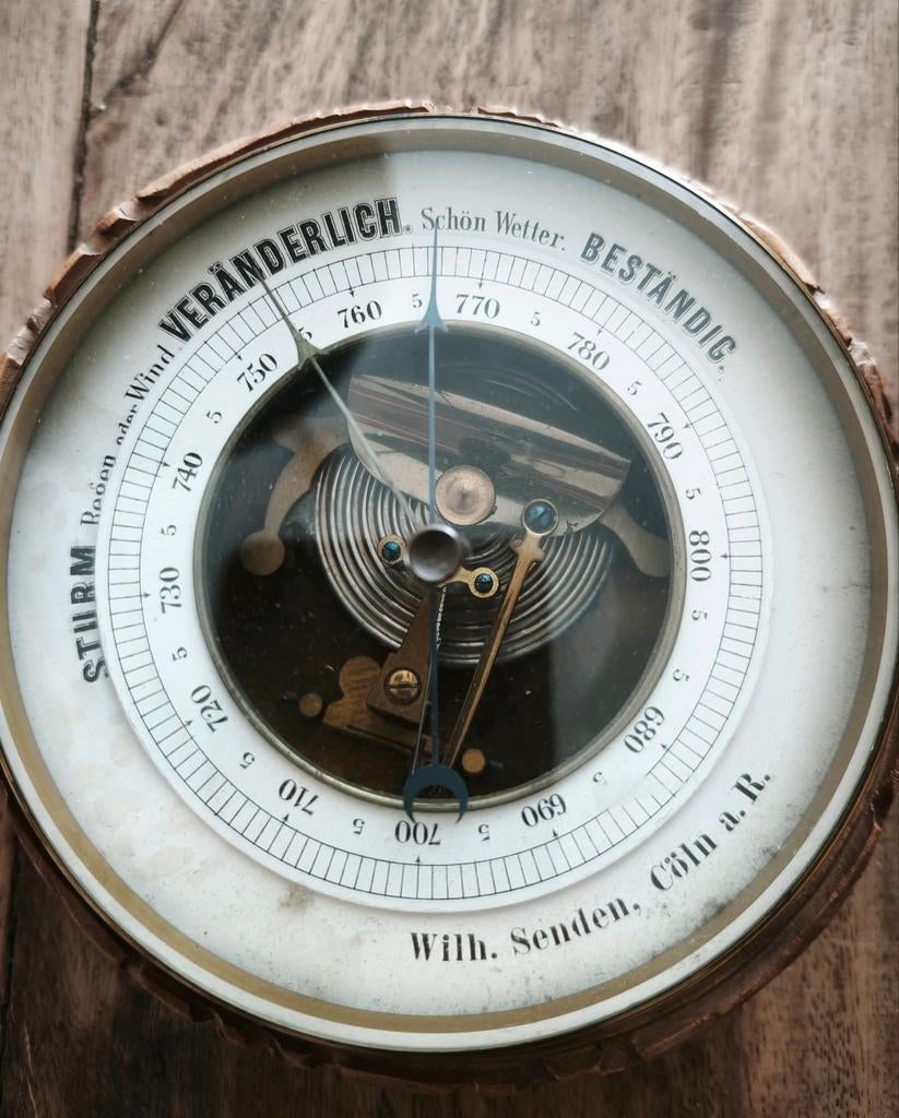 Antieke barometer met houten behuizing, Audio, Tv en Foto, Weerstations en Barometers, Ophalen of Verzenden