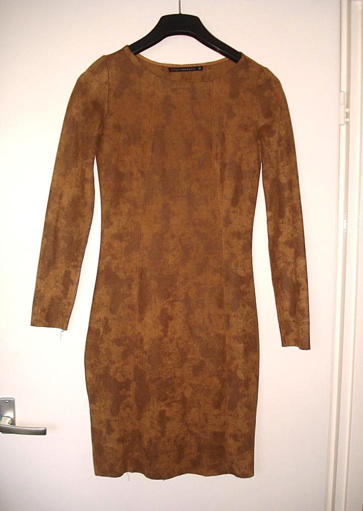 STEPS suedine jurk bruin - mt XS, Kleding | Dames, Jurken, Zo goed als nieuw, Maat 34 (XS) of kleiner, Bruin, Boven de knie, Ophalen of Verzenden