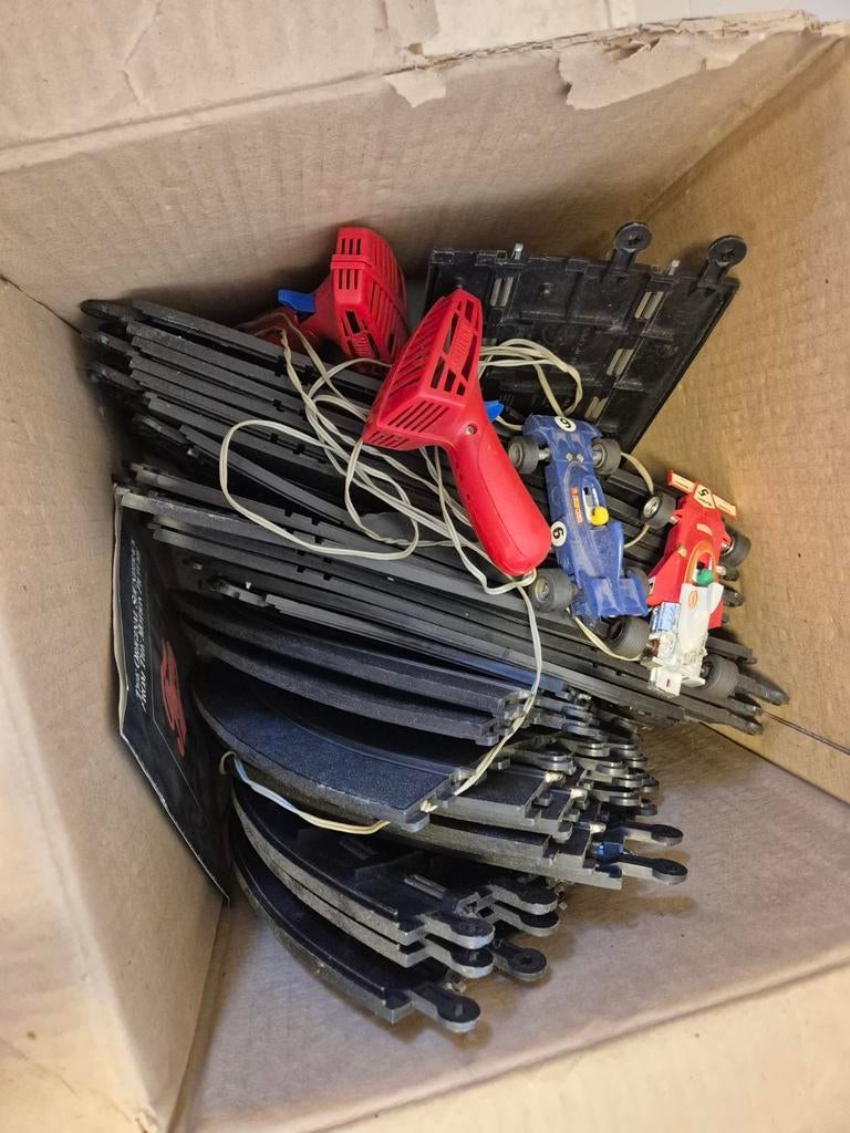 Vintage Scalextric racebaan met auto's en controllers, Fleischmann, Zelf te bouwen, Ophalen of Verzenden, Elektrisch