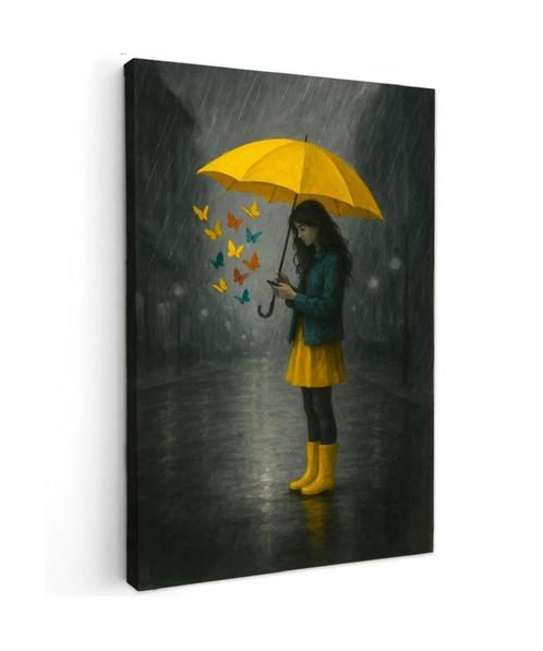 Canvas schilderij 60x40 cm paraplu, Boeken, Kunst en Cultuur | Fotografie en Design, Nieuw, Ophalen of Verzenden