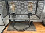 Industriële Tafellamp met Dubbele Fitting, Huis en Inrichting, Lampen | Tafellampen, Ophalen of Verzenden, Gebruikt, Metaal, Minder dan 50 cm