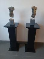 Loden Borstbeelden buste van Naakte Man en Vrouw, Antiek en Kunst, Ophalen of Verzenden