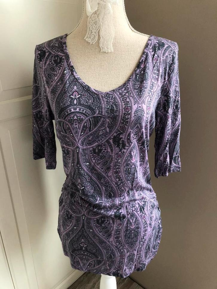 Paarse top met print van Street One. Maat 40., Kleding | Dames, Tops, Zo goed als nieuw, Maat 38/40 (M), Paars, Korte mouw, Verzenden