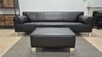 Zwarte leren Leolux pode Edit 3,5 zits bank + hocker, 75 tot 100 cm, Ophalen of Verzenden, Zo goed als nieuw, Modern design, industriël design, leolux pode edit