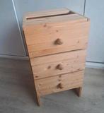 Blank houten bureau kastje met 3 lades, Ophalen, Minder dan 50 cm, Gebruikt, Grenenhout