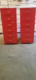 2 rode ladekastjes archiefkastjes lijken op de ikea helmer, Ophalen, Gebruikt, Industrieel