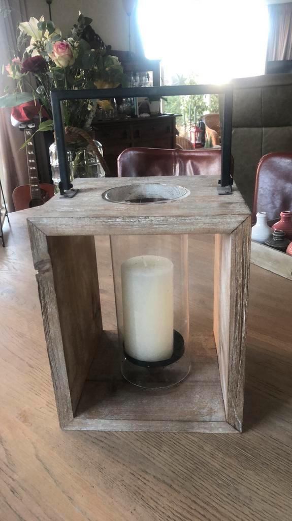 Houten windlicht, Dijk Natural Collections 21 /27 cm, Ophalen of Verzenden, Zo goed als nieuw, Hout, 25 tot 50 cm