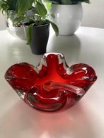 Murano glas asbak / schaal – rood transparant - vintage, Antiek en Kunst, Ophalen
