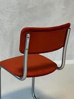 Vintage sledestoel design eetkamerstoel buisframe terra, Gebruikt, Overige kleuren, Vintage, Ophalen of Verzenden