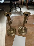 Stel antieke koperen kandelaars, Ophalen of Verzenden, Koper of Brons