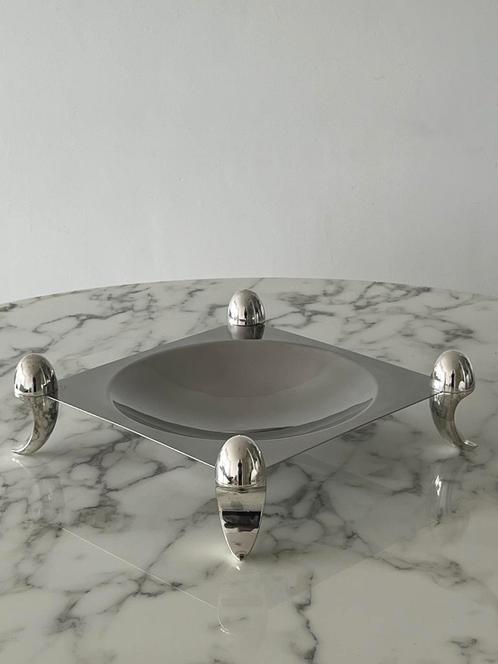 Vintage brutalist verzilverde schaal, Antiek en Kunst, Antiek | Schalen, Ophalen