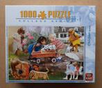 Te koop 1000 stukjes King Kinderen honden bloem huis gras, 500 t/m 1500 stukjes, Legpuzzel, Zo goed als nieuw, Ophalen