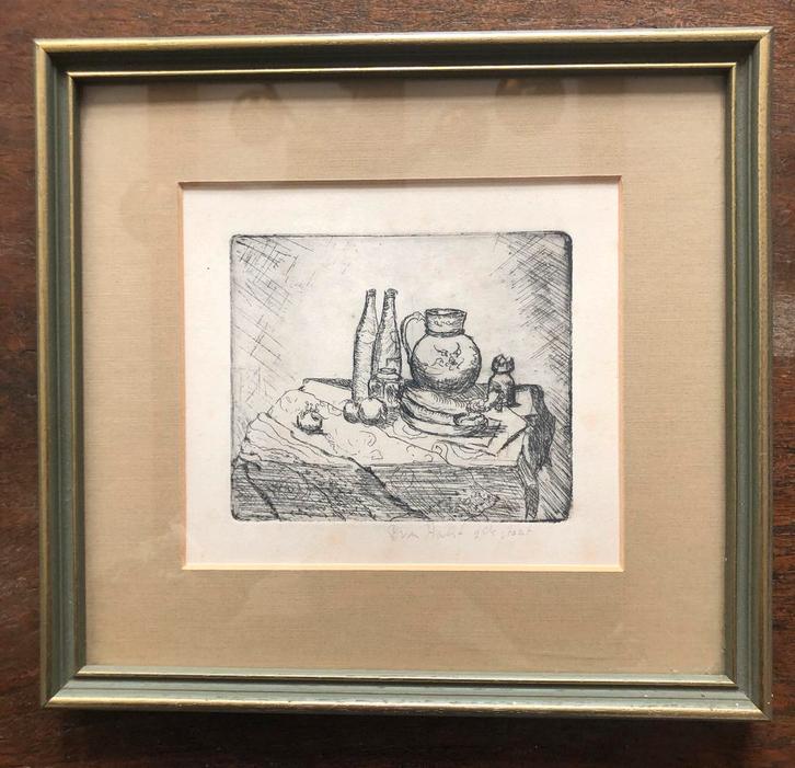 Stilleven Ets P. van Aalst, Antiek en Kunst, Kunst | Etsen en Gravures, Ophalen of Verzenden