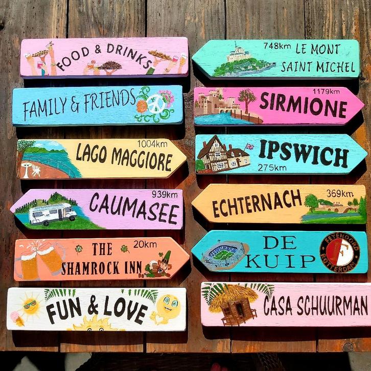 Tuinborden wegwijzers ibiza tiki strandborden van hout, Tuin en Terras, Tuinwanddecoratie, Nieuw, Ophalen of Verzenden