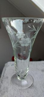 Vintage glazen vaas met bloem.motief, Antiek en Kunst, Antiek | Glas en Kristal, Ophalen