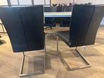 4 Eetkamerstoelen van  Bert Plantagie, Huis en Inrichting, Stoelen, Ophalen, Gebruikt, Zwart, Leer
