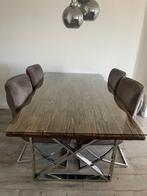 Salon + eettafel + stoelen, Ophalen of Verzenden, Zo goed als nieuw, Rond, 50 tot 100 cm