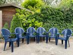 6 Grosfillex Blauwe Tuinstoelen -Stapelbaar, Ophalen, Kunststof, Gebruikt, Blauw