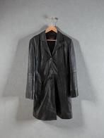 Tabacci zwart leer jas 90s y2k mid lengte maat 42 past 40 38, Ophalen of Verzenden, Zo goed als nieuw, Maat 38/40 (M), Zwart